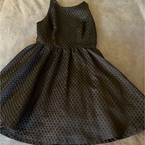 Soprano Black Dot Open Bow Back Side Zip Tule Lined Fit & Flair Party Dress L